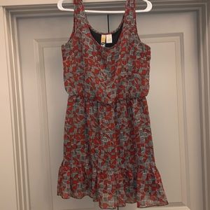 Red and grey geometric dress